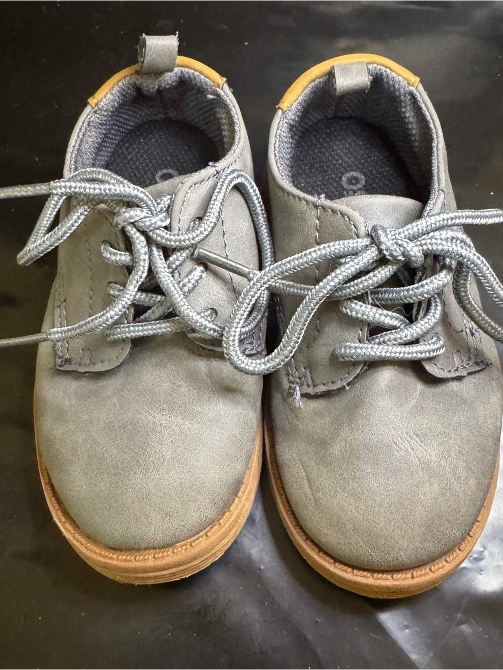 OshKosh B'gosh Baby Boy Blue Gray Lace-Up Shoes with Tan Sole